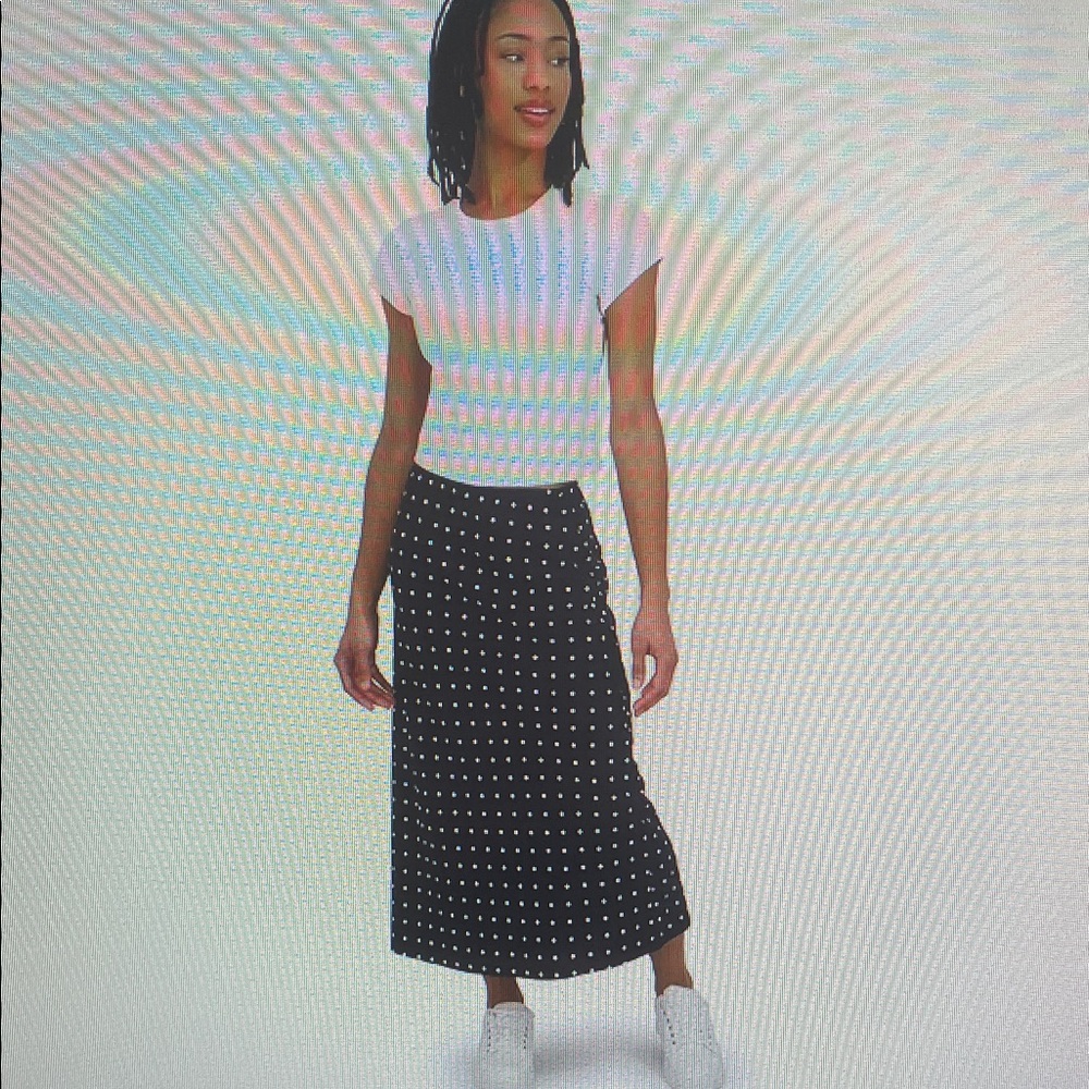 NWT Black Polka Dot Slip Skirt - White Dot Accents